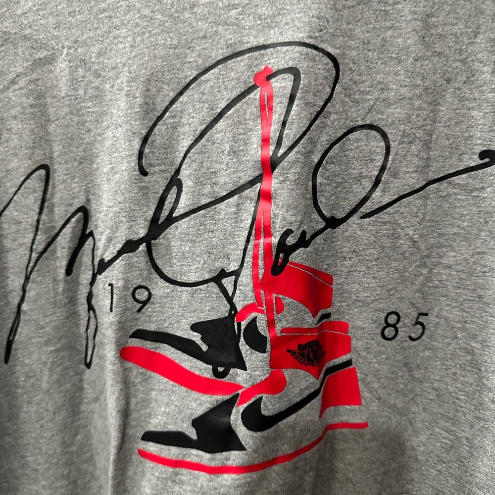 Jordan Heather Gray Tee with Red Jumpman Logo size XXL